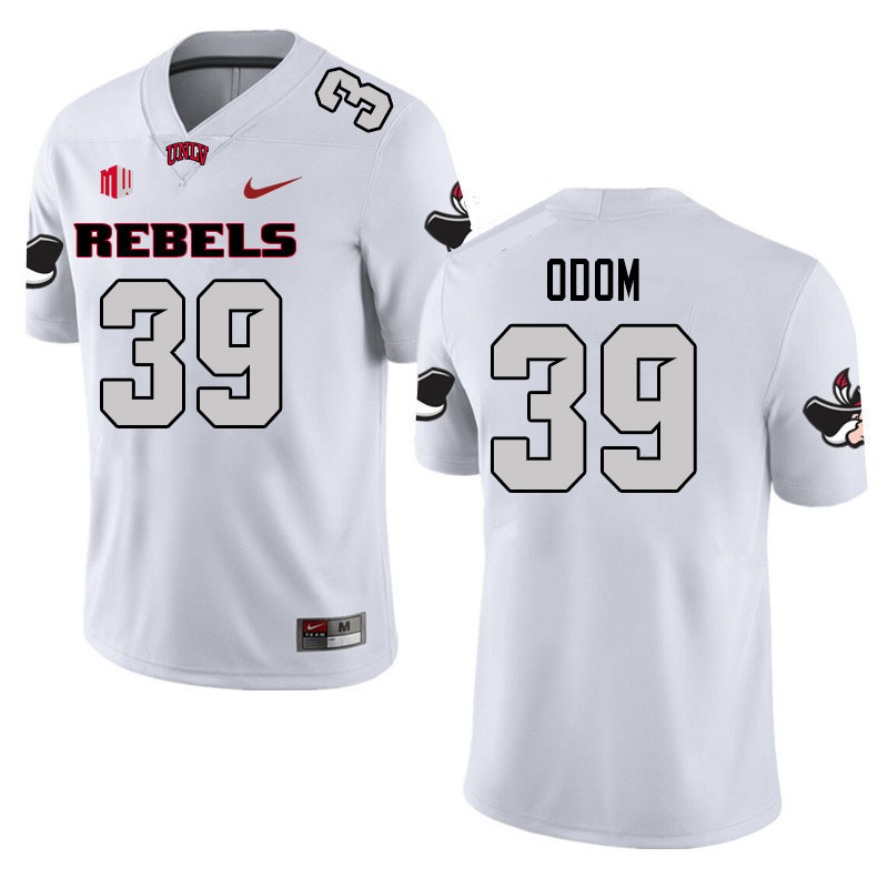Men #39 JT Odom UNLV Rebels College Football Jerseys Stitched Sale-White - Click Image to Close